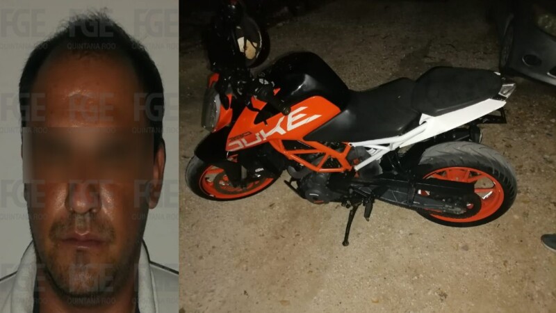 Detienen a sujeto en Cancún con una motocicleta robada
