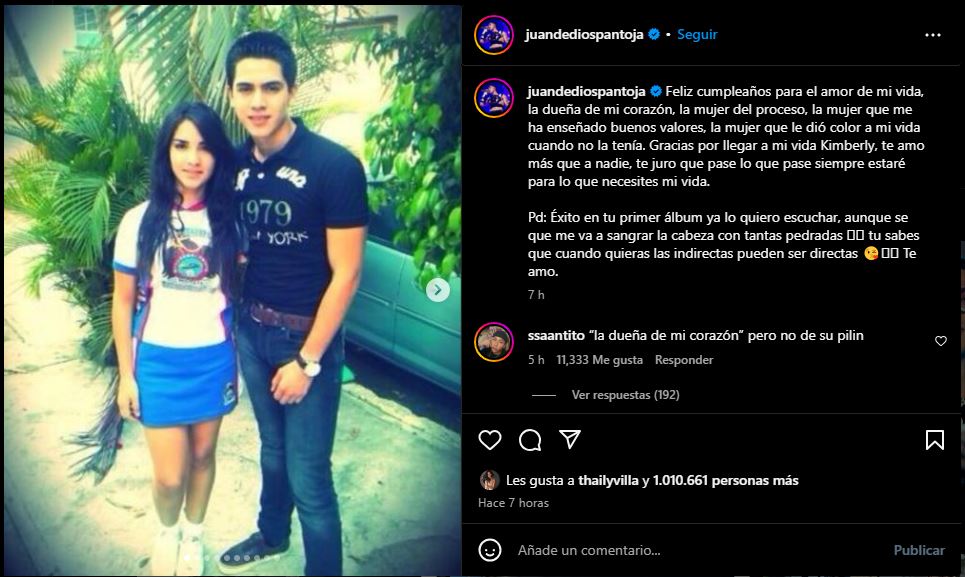 Juan de Dios Pantoja celebra el cumpleaños de Kimberly Loaiza llamándola "mujer del proceso"