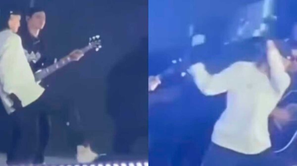 Peso Pluma destroza una pantalla durante uno de sus conciertos
