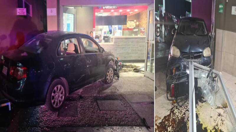 Se estrella contra pizzería en Villas del Mar y escapa