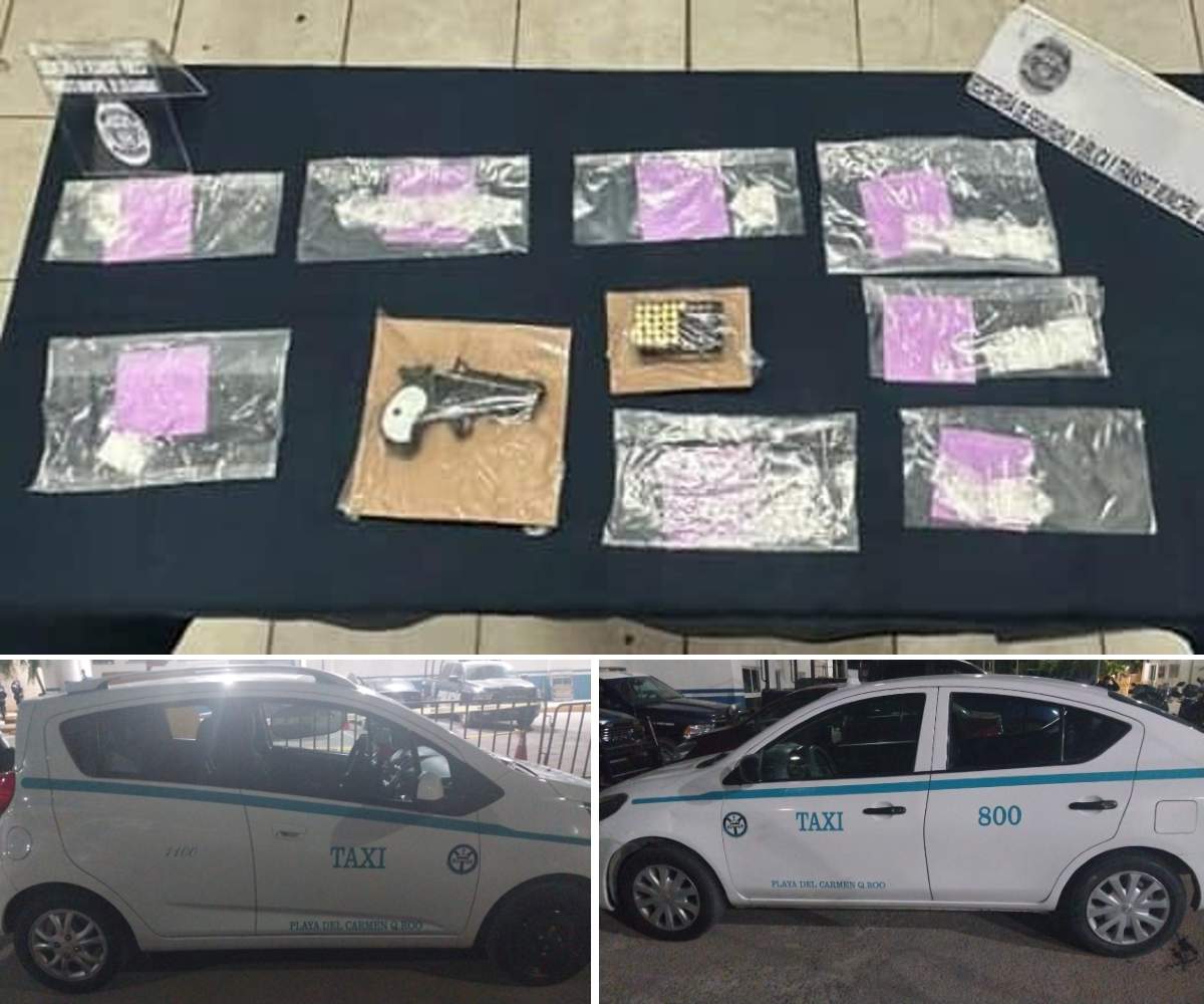 Detienen a narcobanda en Playa del Carmen; hay dos taxistas; Les decomisaron mentanfetaminas y cocaína; utilizaban las unidades 800 y 1100.