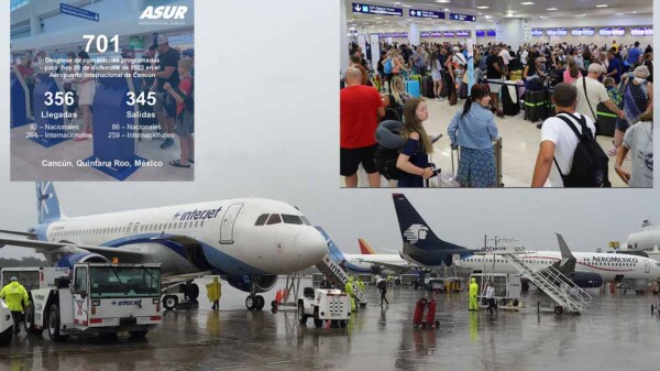 Despide Aeropuerto de Cancún el año con mas de 700 vuelos este fin de semana