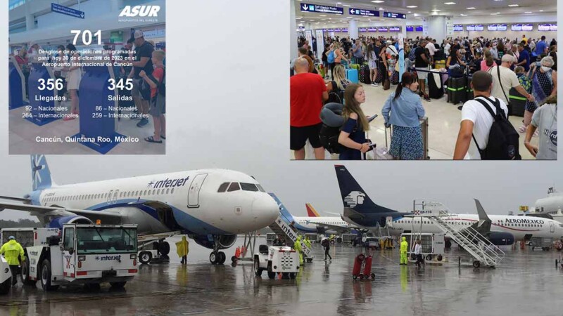 Despide Aeropuerto de Cancún el año con mas de 700 vuelos este fin de semana