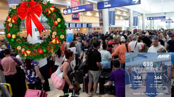Logra Aeropuerto de Cancún casi 700 vuelos en víspera de nochebuena