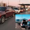 Cruzan paisanos a México desde EEUU en kilométrica caravana