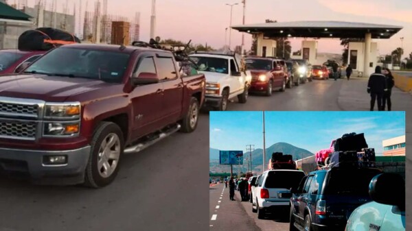Cruzan paisanos a México desde EEUU en kilométrica caravana