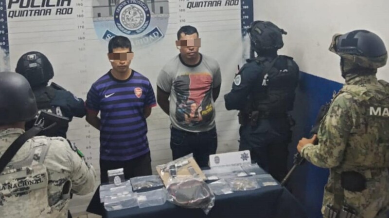 Detenidos en posesión de drogas y un arma de fuego en Playa del Carmen