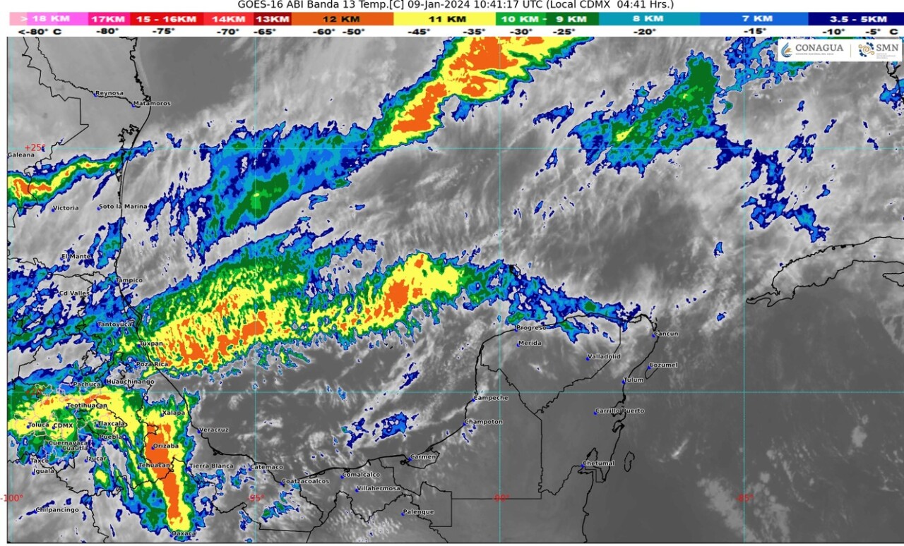 Pronóstico del clima para hoy martes 9 de enero 2024 en Quintana Roo; cielo medio nublad con intervalos de chubascos en Quintana Roo.