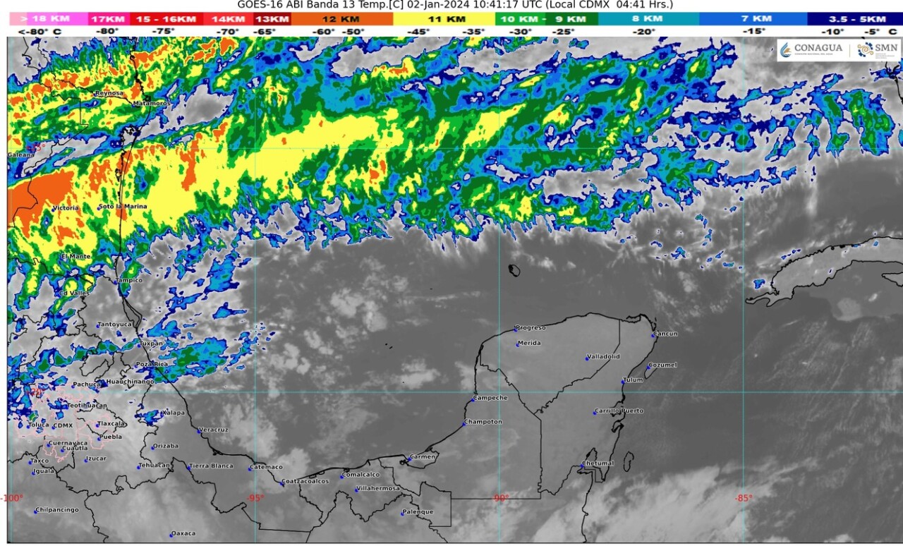 Pronóstico del clima para hoy martes 2 de enero 2024 en Quintana Roo; cielo con nubosidad dispersa durante el día, sin lluvia en la región.