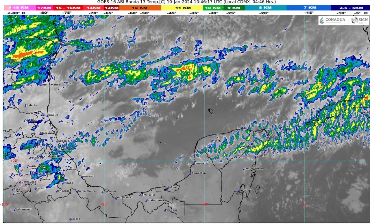 Pronóstico del clima para hoy miércoles 10 de enero 2024 en Quintana Roo; cielo medio nublado con lluvias aisladas en el estado.