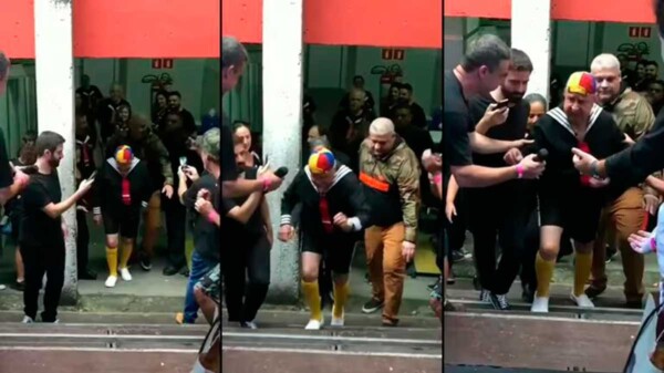 Carlos Villagrán casi se cae durante show de 'Kiko'