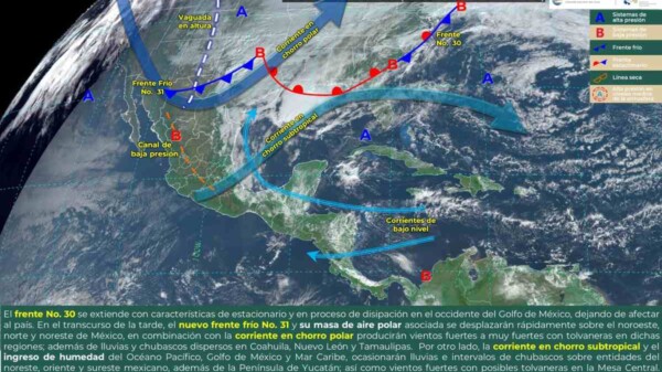 #Clima | Frente frío 31 influenciará a Quintana Roo el fin de semana