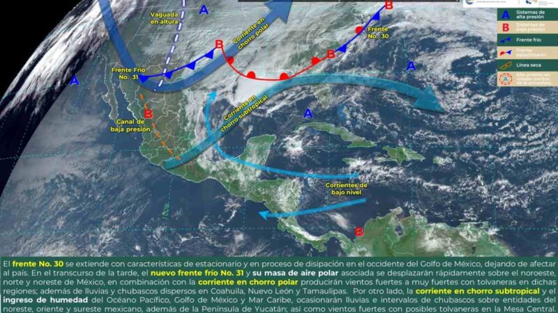 #Clima | Frente frío 31 influenciará a Quintana Roo el fin de semana