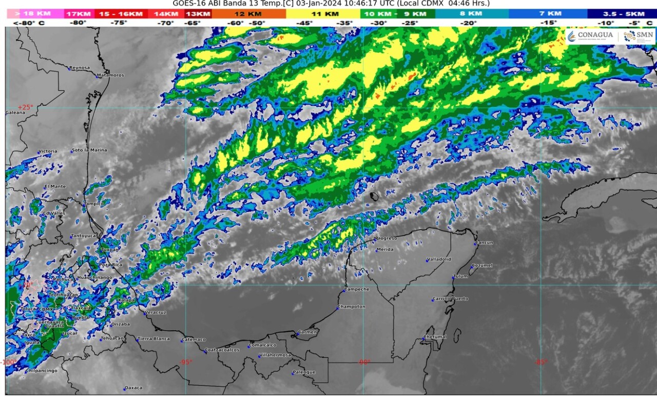 Pronóstico del clima para hoy miércoles 3 de enero de 2024 en Quintana Roo; cielo con nubosidad dispersa durante el día.