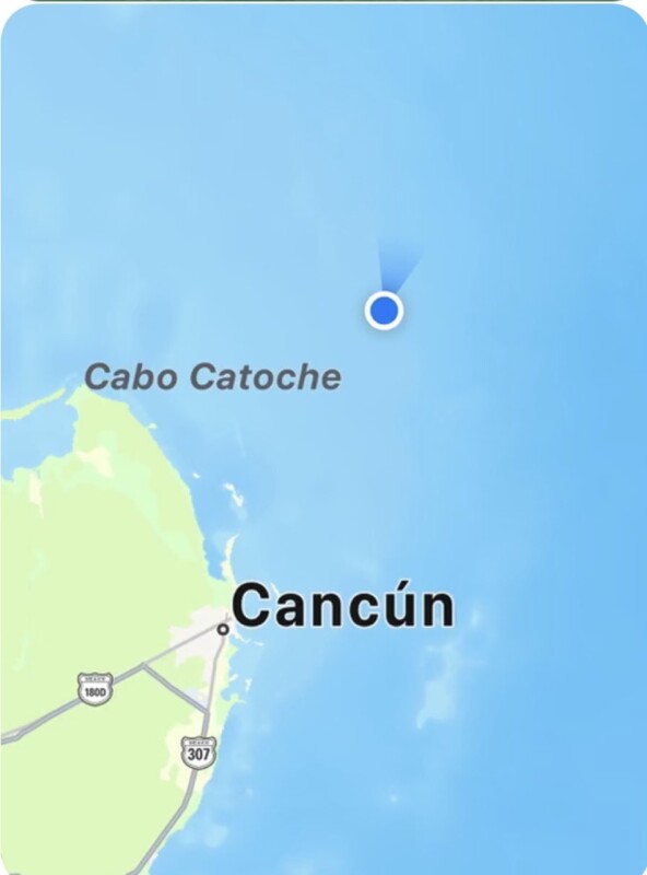 En este punto fueron localizados por la tripulación del crucero "Armony of the Seas".