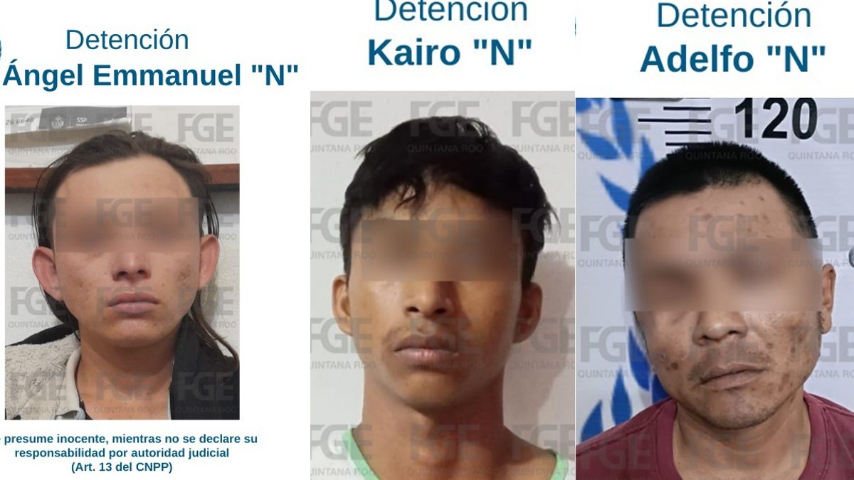 Detienen a 3 sicarios en Cancún; dos ya fueron vinculados a proceso; Ángel Emmanuel “N”, Kairo “N” y Adelfo “N” son implicados en hechos del 15 de diciembre, 3 y 9 de enero.
