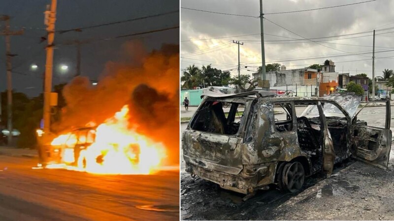Escuchan explosión y luego se incendia una camioneta en la Supermanzana 234 de Cancún