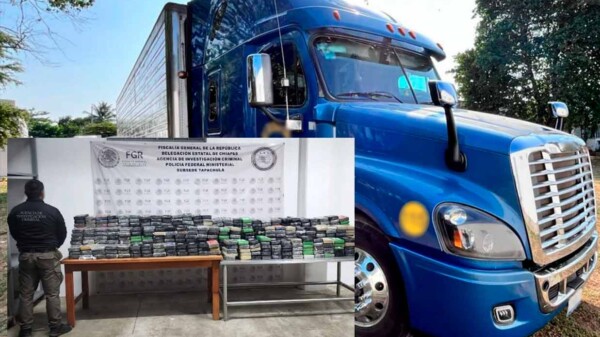 Incauta FGR en Chiapas mas de media tonelada de cocaína en trailer con pescado