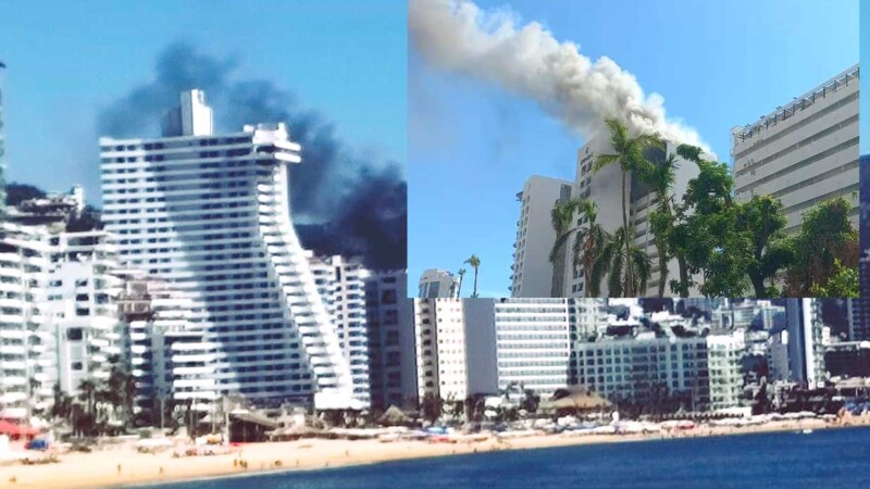 Arde hotel en Acapulco que sobrevivió a Otis