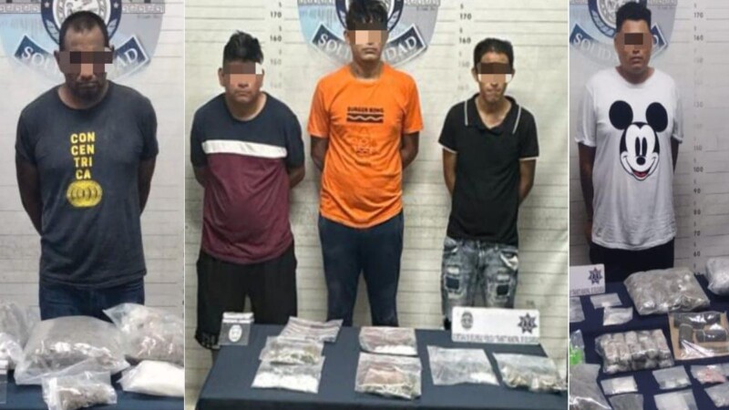 Decomisan más de 250 dosis y detienen a tres narcomenudistas en Playa del Carmen.