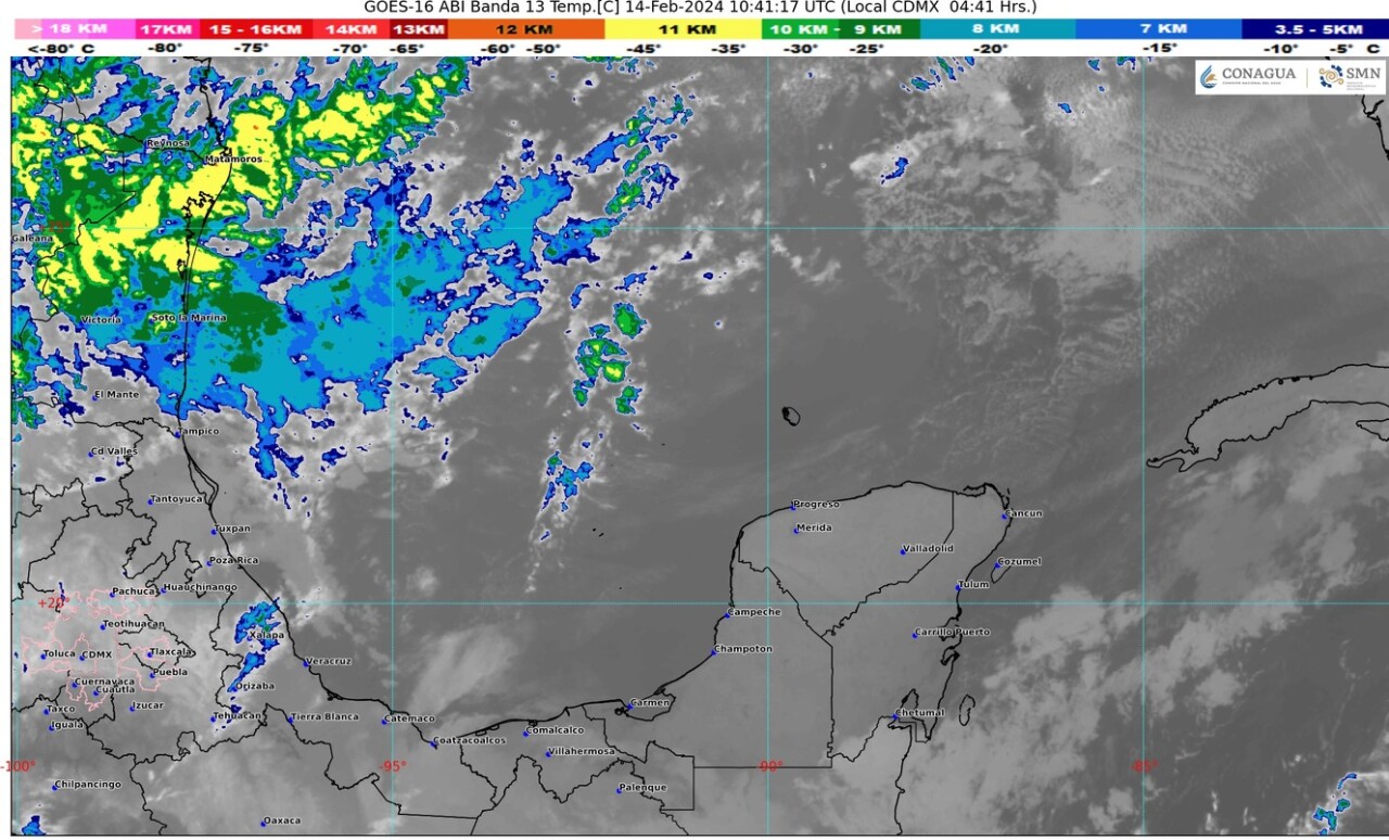 Pronóstico del clima para hoy miércoles 14 de febrero de 2024 en Quintana Roo; cielo medio nublado con intervalos de chubascos en Campeche y Quintana Roo.