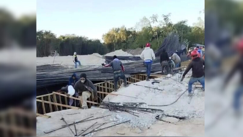 Cae estructura en tramo 6 del Tren Maya; deja tres lesionados
