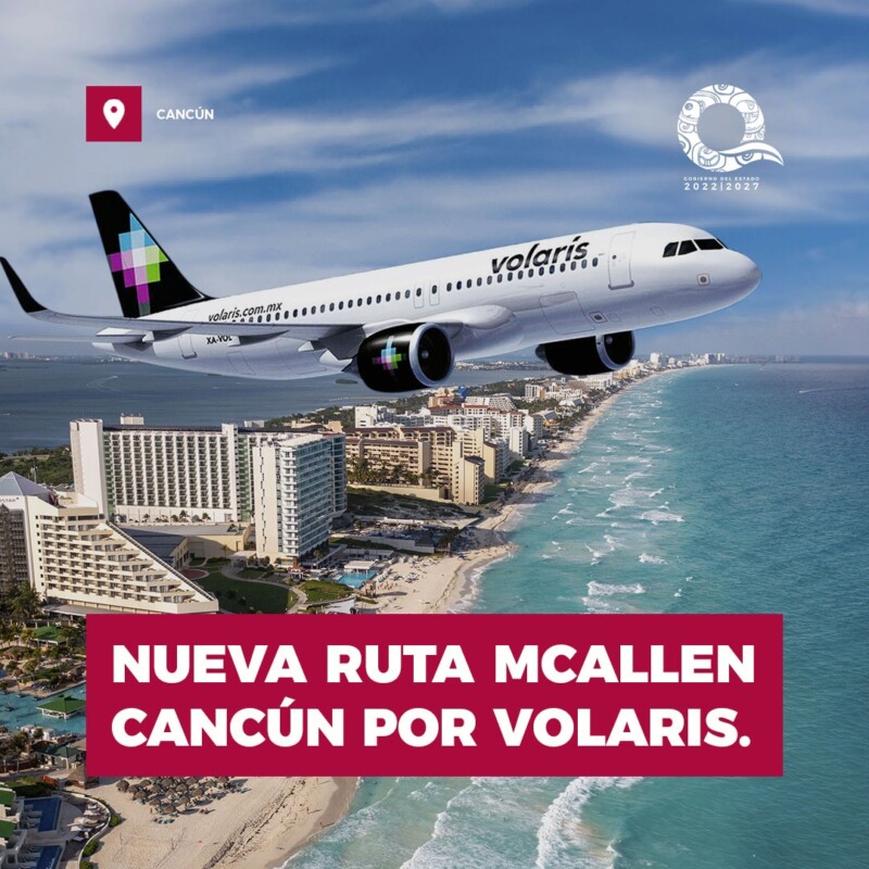 Celebramos la apertura de nueva ruta, ahora Volaris con McAllen-Cancún: Mara Lezama; se incrementa la conectividad aérea con más de 40 ciudades de EU.