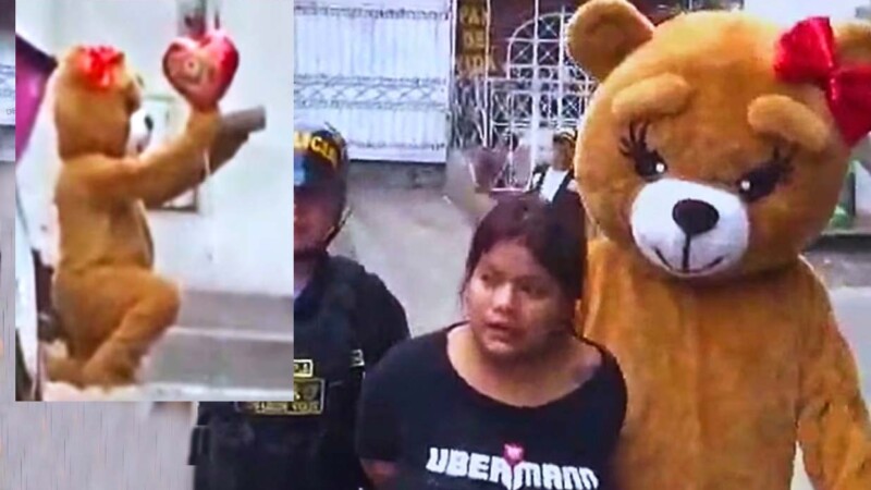 En San Valentin, policía disfrazado de oso atrapa a narcomenudista