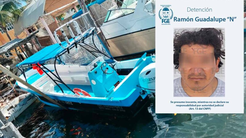 Juez acredita prisión a capitán de embarcación hundida en Isla Mujeres