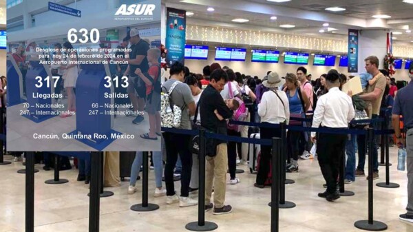 Registra Aeropuerto de Cancún 630 vuelos este sábado