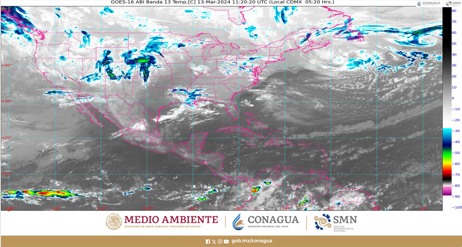 Pronóstico del clima para hoy miércoles 13 de marzo de 2024 en Quintana Roo; cielo medio nublado con lluvias aisladas en el estado.
