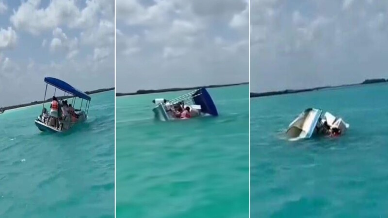 Se hunde embarcación con turistas en la laguna de Bacalar