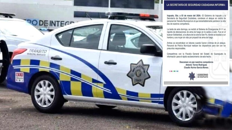 Acribillan a dos agentes de tránsito en Guanajuato