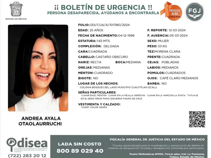 Emiten ficha de búsqueda de Andrea Ayala Otaolaurruchi, exconcursante de 'Acapulco Shore'
