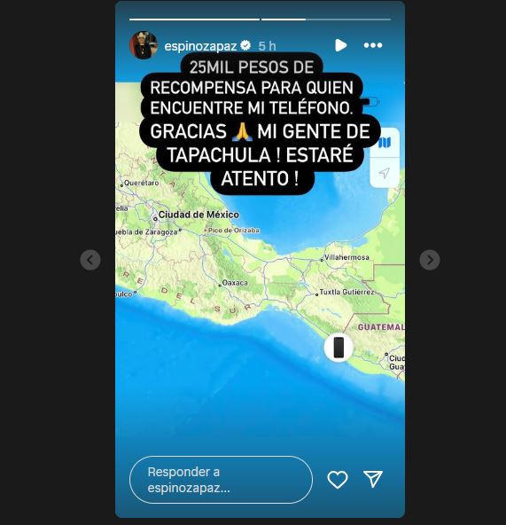 Espinoza Paz ofrece recompensa para que le devuelvan su iPhone perdido en Chiapas