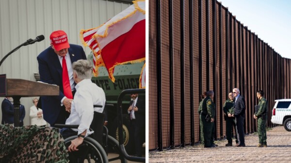 Se apoyan Biden y Trump en el muro, como campaña política
