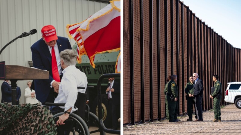 Se apoyan Biden y Trump en el muro, como campaña política