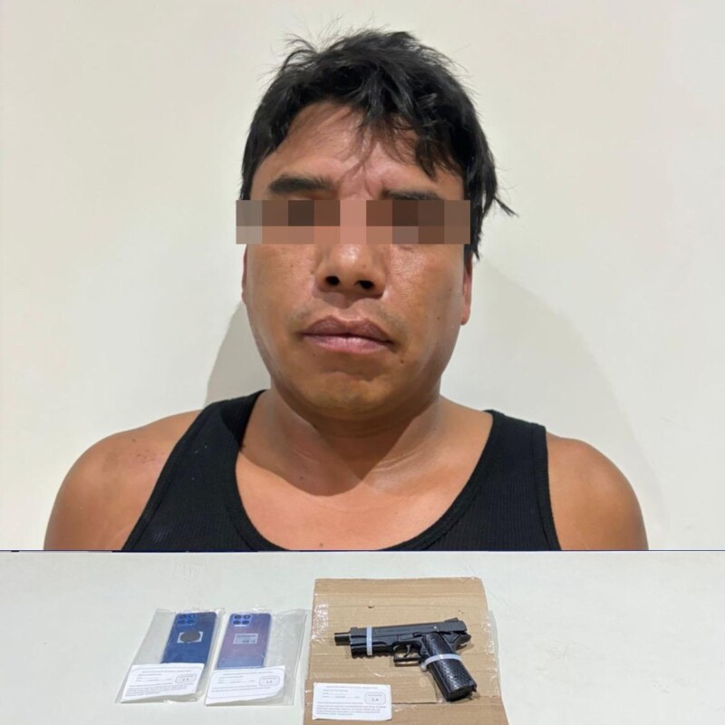 Sujeto amenaza con un arma a su exarrendadora en Tulum; Érick “N” fue asegurado por la Policía cuando se daba a la fuga en una camioneta.