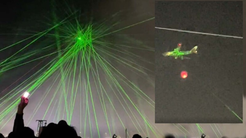 Asistentes a feria en Edomex apuntan láser a avión