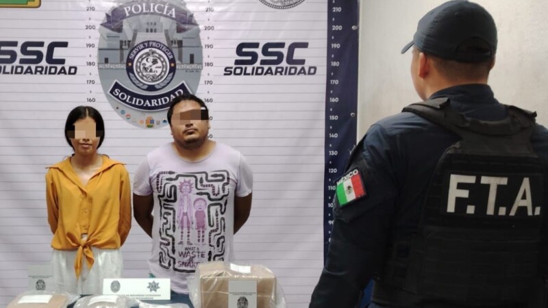 Oficial canino detecta droga a una pareja en Playa del Carmen