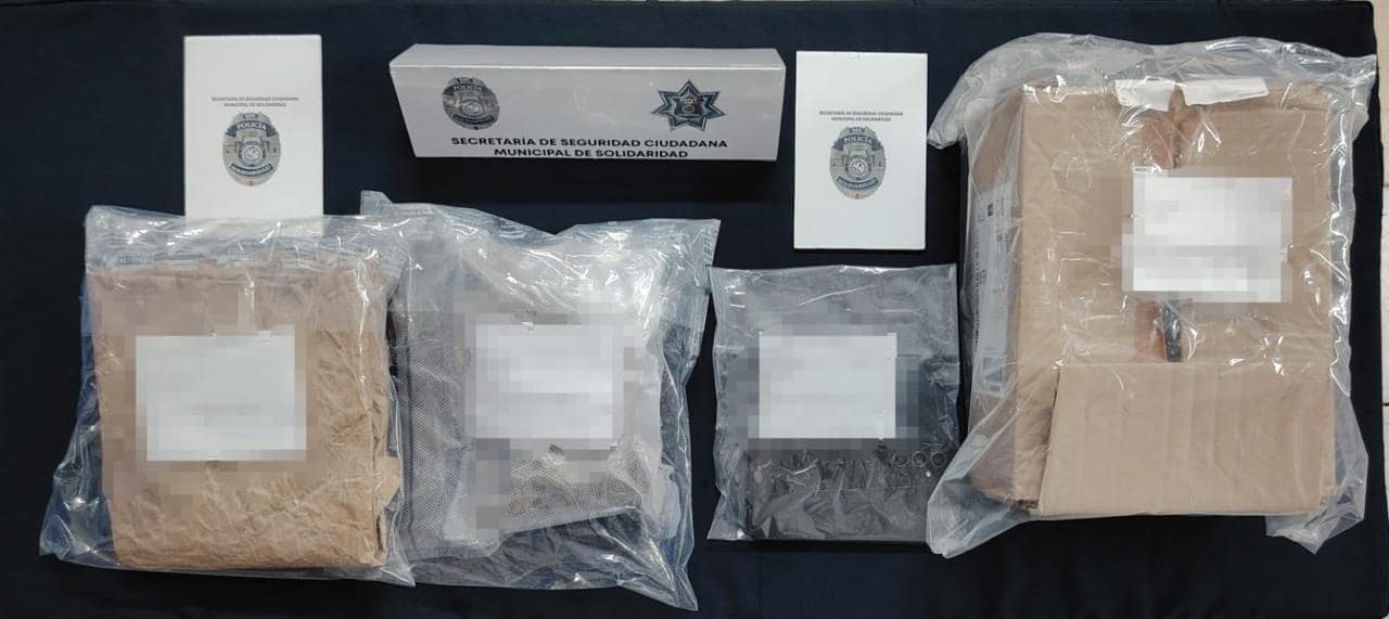 Oficial canino detecta droga a una pareja en Playa del Carmen; Marco "N" y Mishel "N" transportaban un paquete con marihuana.