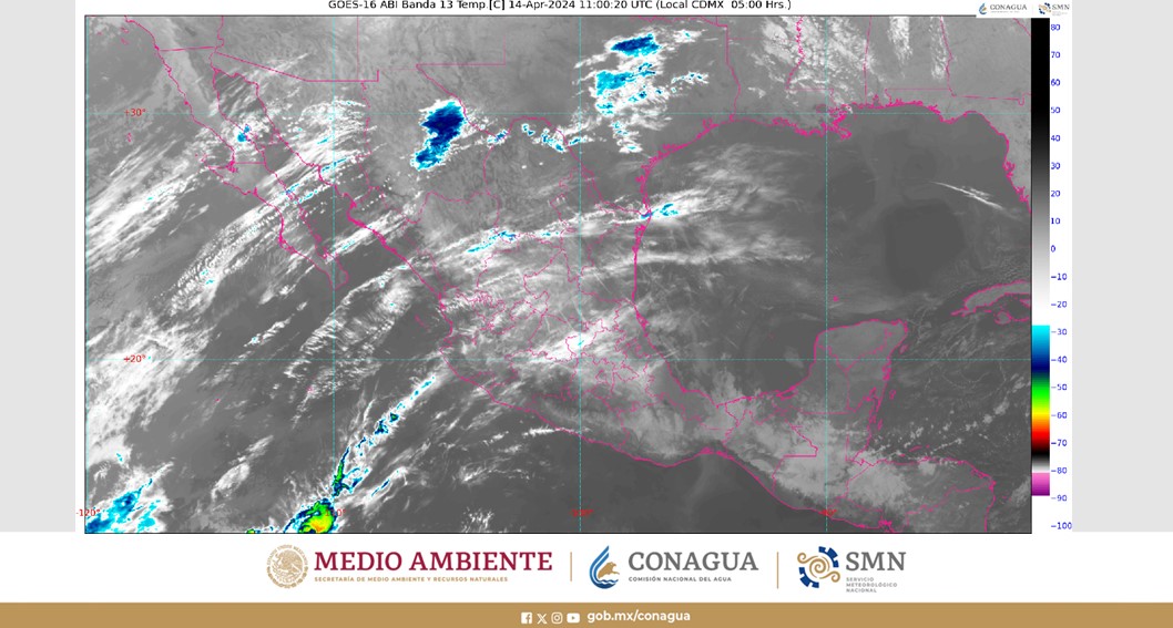 Pronóstico del clima para hoy domingo 14 de abril de 2024 en Quintana Roo; cielo medio nublado a nublado con intervalos de chubascos en el estado.