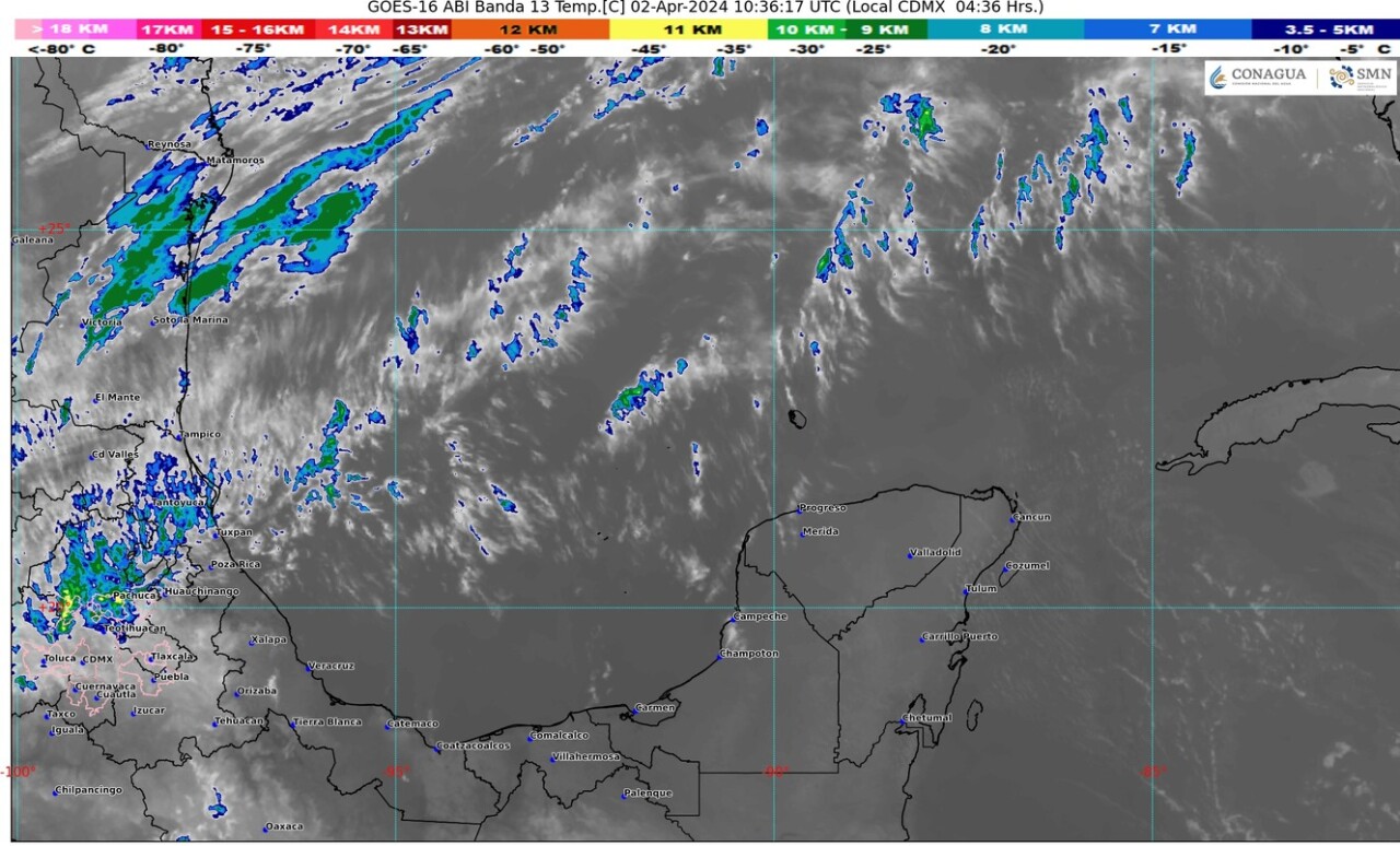 Pronóstico del clima para hoy martes 2 de abril de 2024 en Quintana Roo; cielo parcialmente nublado y sin lluvia en la región, ambiente caluroso por la tarde.