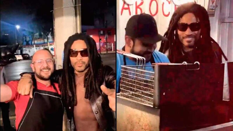 Lenny Kravitz baila en puesto ambulante de hamburguesas en la CDMX