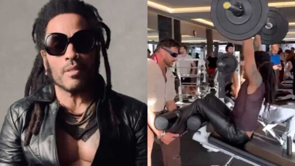 Lenny Kravitz es captado haciendo ejercicio con pantalón de cuero y botas