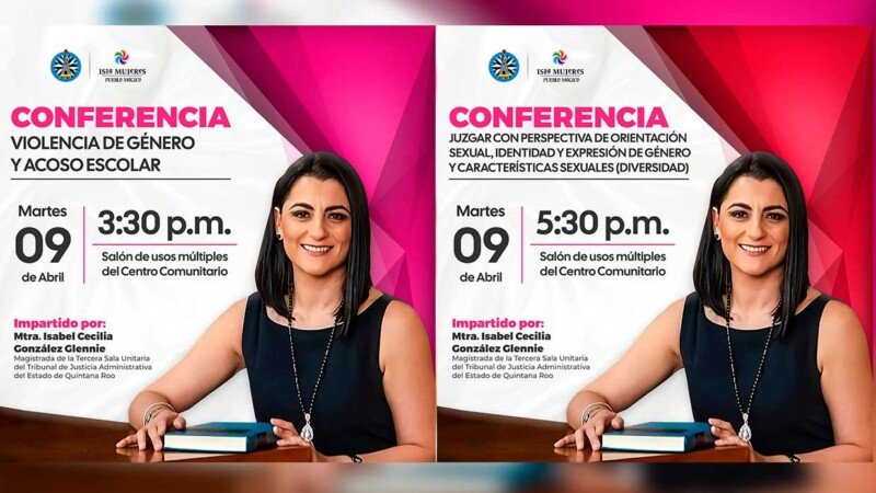 Gobierno de Isla Mujeres invita a participar en dos destacadas conferencias sobre violencia de género y perspectiva judicial