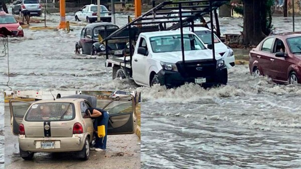 Aguacero inunda calles en Cancún y colapsa circulación