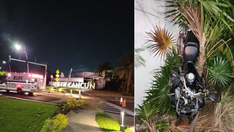 Motociclista sufre aparatoso accidente en la Zona Hotelera de Cancún