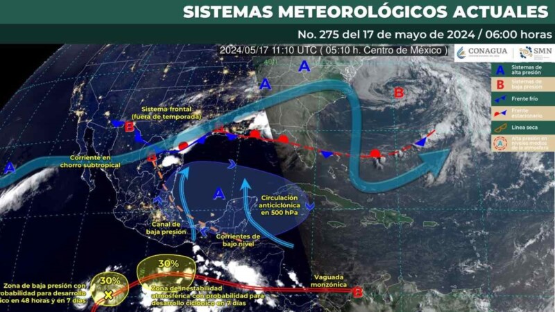 Pronóstico del clima para hoy viernes 17 de mayo 2024 en Quintana Roo