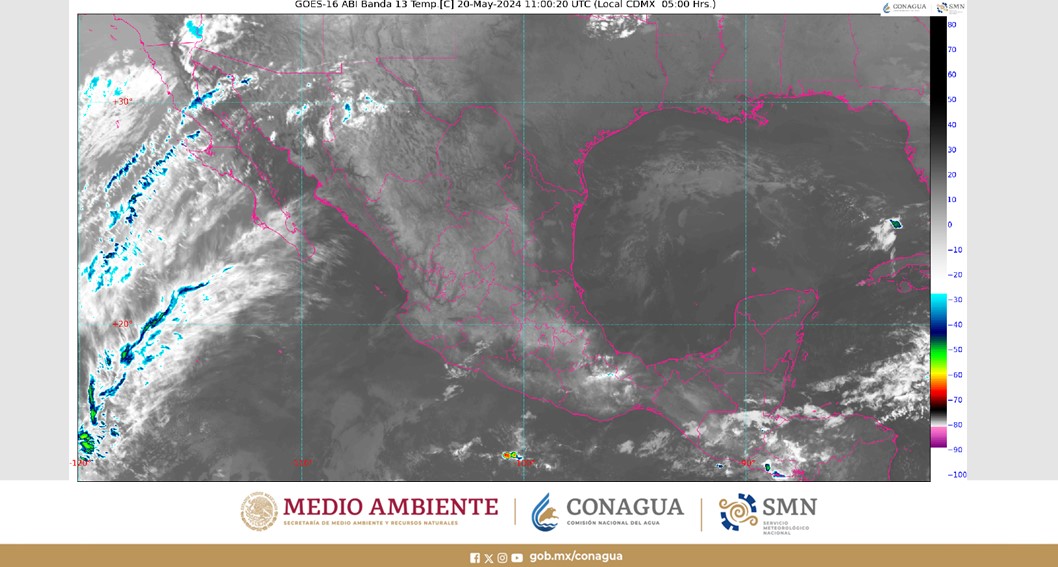 Pronóstico del clima para hoy lunes 20 de mayo 2024 en Quintana Roo; cielo medio nublado con lluvias aisladas en Campeche, Yucatán y el estado.
